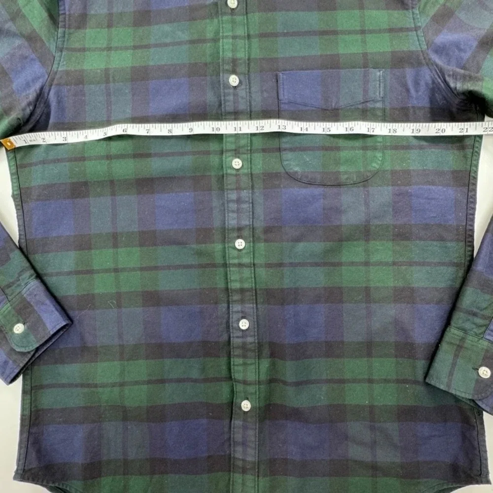 J. Crew Pima Cotton Button Down Shirt Plaid Long Sleeve‎ Green Blue Slim M